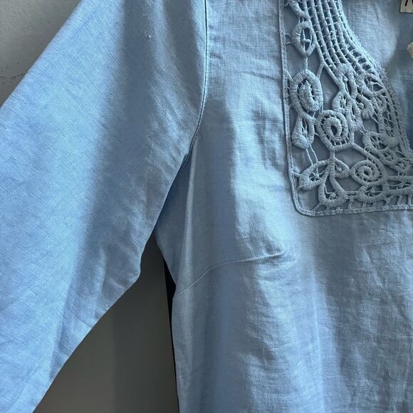 Malvin Hamburg Germany Light Blue Linen Tunic Dress sz L NWT - Picture 5 of 7